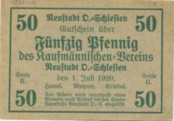 Neustadt (heute: PL-Prudnik) - Kaufmännischer Verein - 1.7.1920 - 50 Pfennig 