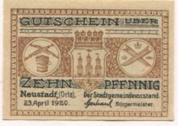 Neustadt - Stadt - 23.4.1920 - 10 Pfennig 