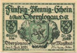 Oberglogau (heute: PL-Glogowek) - Stadt - 1.7.1921 - 31.12.1922 - 75 Pfennig 