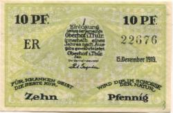 Oberhof - Gemeinde - 15.12.1919 - 10 Pfennig 