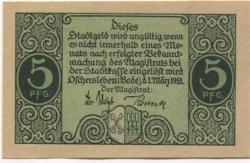 Oschersleben - Stadt - 1.3.1921 - 5 Pfennig 