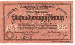 Osterholz - Amtssparkasse - 11.4.1921 - 25 Pfennig 