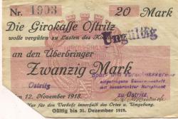 Ostritz - Spar- und Vorschussverein eGmbH - 12.11.1918 -1.12.1919 - 20 Mark 