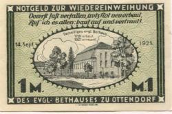 Ottendorf (heute: PL-Ocice) - Evangelische Kirchengemeinde - 14.9.1921 - 30.9.1921 - 1 Mark 