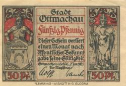 Ottmachau (heute: PL-Otmuchów) - Stadt - 2.1.1921 - 50 Pfennig 