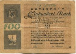 Pößneck - Stadt - 13.9.1922 - 15.12.1922 - 100 Mark 