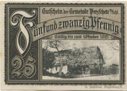 Przyschetz (heute: PL-Przysiecz) - Gemeinde - - 1.10.1921 - 25 Pfennig 