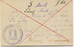 Punitz (heute: PL-Poniec) - Städtische Sparkasse - 7.8.1914 - 5 Mark 