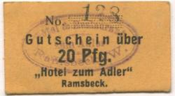 Ramsbeck (heute: Bestwig) - Hotel zum Adler - -- - 20 Pfennig 