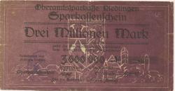 Riedlingen - Oberamtssparkasse - 12.8.1923 - 3 Millionen Mark 