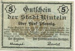 Rinteln - Stadt - September 1917 - 5 Pfennig 