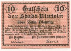 Rinteln - Stadt - September 1917 - 10 Pfennig 