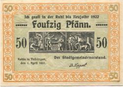 Ruhla - Stadt - 1.4.1921 - 1.1.1922 - 50 Pfennig 