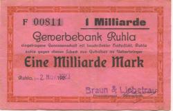 Ruhla - Braun & Liebetrau - 2.11.1923 - 1 Milliarde Mark 