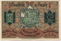 Saalfeld - Stadt - 1.8.1921 - 50 Pfennig 