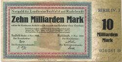 Saalfeld und Rudolstadt - Kreise - 3.11.1923 - 10 Milliarden Mark 