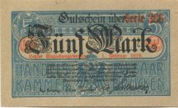 Saarbrücken - Handelskammer - 1.11.1918 - 1.2.1919 - 5 Mark 