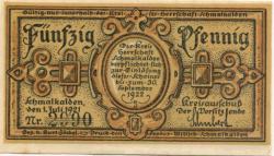 Schmalkalden - Kreis Herrschaft - 1.7.1921 - 30.9.1922 - 50 Pfennig 