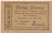 Schwiebus (heute: PL-Swiebodzin) - Stadt - 15.5.1919 - 30.9.1920 - 50 Pfennig 