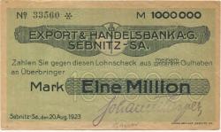 Sebnitz - Kasper, Johann, (Blumenfabrik) - 20.8.1923 - 1 Million Mark 