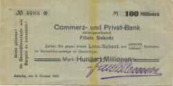 Sebnitz - Klemm, Paul, Blumenfabrik, Weberstr. 4 - 2.10.1923 - 100 Millionen Mark 