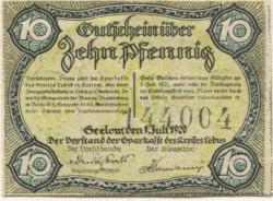 Seelow - Sparkasse des Kreises Lebus - 1.7.1920  - 10 Pfennig 