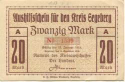 Segeberg (Bad) - Kreis - 8.11.1918 - 15.1.1919 - 20 Mark 