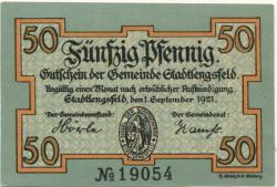 Stadtlengsfeld (heute: Dermbach) - Gemeinde - 1.9.1921 - 50 Pfennig 