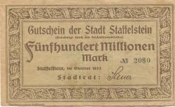 Staffelstein - Stadt - Oktober 1923 - 500 Millionen Mark 