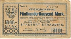 Straubing - Stadt - 15.8.1923 - 500000 Mark 