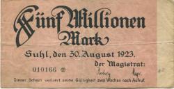 Suhl - Stadt - 30.8.1923 - 5 Millionen Mark 