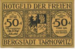 Tarnowitz (heute: PL-Tarnowskie Góry) - Stadt - März 1921 - 50 Pfennig 
