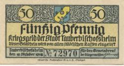 Tauberbischofsheim - Stadt - 19.10.1918 - 50 Pfennig 