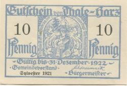 Thale - Stadt - 31.12.1921 - 31.12.1922 - 10 Pfennig 