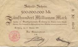 Triberg - Stadt - 15.10.1923 - 500 Millionen Mark 