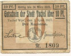 Tuchel (heute: PL-Tuchola) - Stadt - 1.4.1917 - 31.3.1918 - 10 Pfennig 