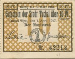 Tuchel (heute: PL-Tuchola) - Stadt - 1.4.1917 - 31.3.1918 - 10 Pfennig 