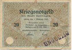 Tuttlingen - Stadt - 23.10.1918 - 1.2.1919 - 20 Mark 