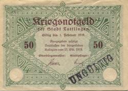 Tuttlingen - Stadt - 23.10.1918 - 1.2.1919 - 50 Mark 