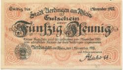 Uerdingen (heute: Krefeld) - Stadt - 1.11.1918  - 1.11.1920 - 50 Pfennig 