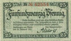 Uerdingen (heute: Krefeld) - Stadt - 20.2.1921 - 25 Pfennig 