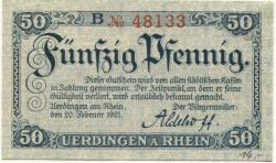 Uerdingen (heute: Krefeld) - Stadt - 20.2.1921 - 50 Pfennig 