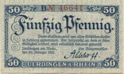 Uerdingen (heute: Krefeld) - Stadt - 20.2.1921 - 50 Pfennig 