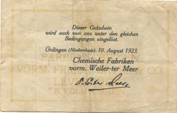 Uerdingen (heute: Krefeld) - Chemische Fabriken, vormals Weiler-ter Meer - 10.8.1923 - 1 Million Mark 