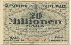 Wald (heute: Solingen) - Stadt - 5.8.1923 - 20 Millionen Mark 