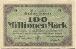 Wald (heute: Solingen) - Stadt - 25.9.1923 - 100 Millionen Mark 