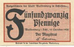 Waldenburg (heute: PL-Walbrzych) - Stadt - 10.10.1920 - 25 Pfennig 