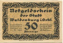 Waldenburg (heute: PL-Walbrzych) - Stadt - 29.9.1920 - 31.12.1920 - 50 Pfennig 