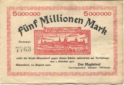 Warendorf - Stadt - 23.8.1923 - 1.10.1923 - 5 Millionen Mark 