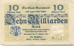 Warendorf - Stadt - 27.10.1923 - 10 Milliarden Mark 